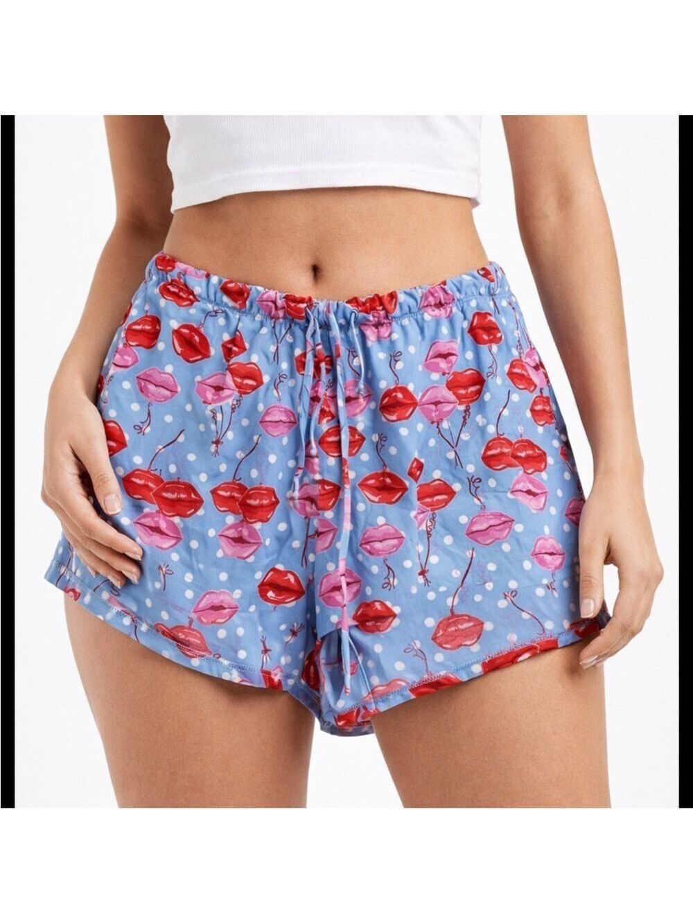 Celebrate Valentine’s Day Lips Print Pajama Shorts | Size M (8–10)